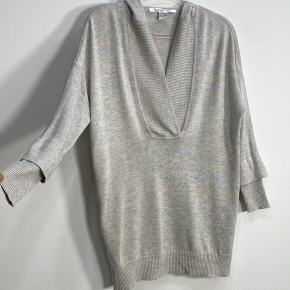 Diane Von Furstenberg Sweater Hoodie Silk Cashmere blend Women's Small Gray - Picture 7 of 14